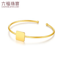 六福珠宝 银925小方块手镯 FRSTBB0004R 58mm-总重5.73克 黄色 母亲节专场