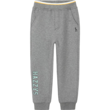 哈吉斯（HAZZYS）品牌童装儿童男童冬新款长裤简约舒适时尚男童针织一体绒长裤 中花灰 155