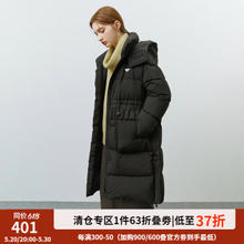 范思蓝恩 22FS4299黑色连帽羽绒服女冬季韩系外套中长款 夜空黑 M