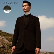 百亿补贴：MECITY 男装冬季绵羊毛商务雅痞两粒扣西服黑色休闲西装外套男