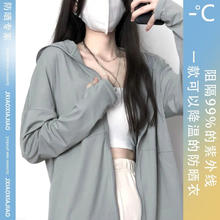 蕉下蕉 防晒衣女男防紫外线大码夏季薄款外套透气连帽披肩衫冰丝皮肤衣 女-太空灰