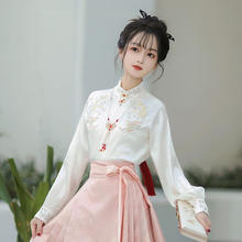 KAARJIYY 卡辑 新款原创汉服女春夏季款织金仿妆花马面裙全套日常国风元素敬酒服 白色绣花上衣 L