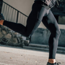 Flipbelt男士运动健身鲨鱼裤高弹训练压缩跑步篮球速干紧身轻压缩腰包长裤 经典黑 L