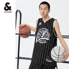 杰克琼斯 奥特莱斯夏季时尚条纹潮流篮球背心无袖舒适休闲短袖t恤