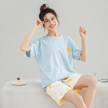 FENTENG 芬腾 夏季纯棉鸭子图案短袖可外穿女士家居服睡衣套装女