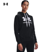 安德玛（Under Armour）官方抓绒连帽卫衣女士春秋新款舒适套头衫 1356318-001内里抓绒 M 165