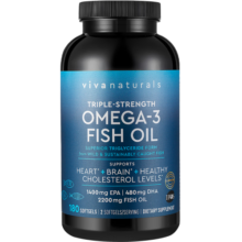 VivaNaturals深海鱼油高纯度3倍浓缩天然omega3欧米伽3软胶囊180粒