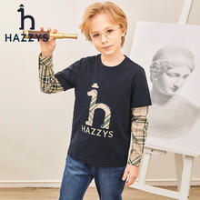 京东PLUS：HAZZYS 哈吉斯 男童复古拼接圆领衫