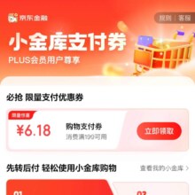 京东 页面可领满199-6.18元小金库支付券等