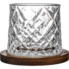 乐唯诗（NERVISHI） 玻璃旋转杯摇摇威士忌酒杯啤酒杯水杯加厚洋酒杯威士忌酒杯 钻石纹+底座20.9元