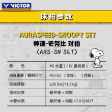 【现货】VICTOR威克多羽毛球拍碳纤维SNOOPY史努比联名限定款速度型ARS-SN SE对拍套装 ARS-SN SET套装(已穿线)送3只球