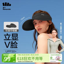Beneunder 蕉下 防晒帽遮阳帽女帽子太阳帽遮脸防紫外线天际空顶帽曜石黑 曜石