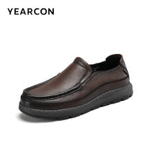 YEARCON 意尔康 男鞋春秋季低帮真皮商务休闲皮鞋男士软底爸爸鞋厚底舒适