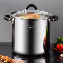 美厨（MAXCOOK）汤锅304不锈钢 复底高汤锅24cm 燃气炉电磁炉通用 24cm高汤锅