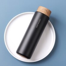 乐扣乐扣 福乐水转印盖保温杯木纹盖316不锈钢便携学生水杯男女士茶杯子 400ML 黑色