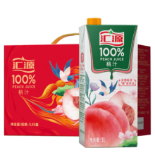 19日0点开始，plus会员:汇源果汁100%桃汁浓缩果汁饮料1L*5盒整箱