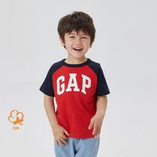 Gap 盖璞 男女幼童夏季拼色插肩袖LOGO字母纯棉短袖T恤595276儿童装上衣