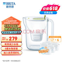 京东PLUS：BRITA 碧然德 fill&enjoy Style设计师系列 滤水壶 绿色 一壶六芯