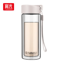 再降价、PLUS会员：富光 G1311-280 双层玻璃杯 280ml 米白色