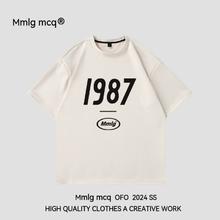 MMLGMCQ美式高街麂皮绒重磅短袖