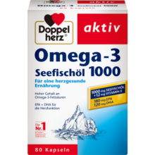 双心Doppelherz 浓缩深海鱼油软胶囊80粒 omega-3含DHA EPA 维生素E TG型复配无腥味 呵护心脑血管 辅助降血脂 加班族成人中老年 德国进口
