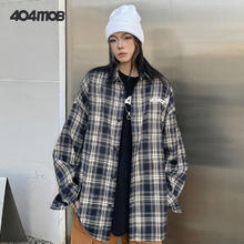 百亿补贴：404MOBGANG 404MOB潮流格子长袖衬衫男女款春季炸街穿搭宽松百搭潮流学生外套