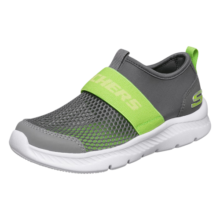 SKECHERS斯凯奇童鞋男童运动鞋夏季儿童一脚蹬透气大网孔中大童鞋660064L 灰色/柠檬色GYLM 36码