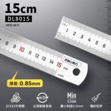 PLUS会员：deli 得力 不锈钢直尺 15cm