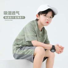 ZOSEE 左西 男童套装儿童速干运动短袖短裤套装 绿色 150