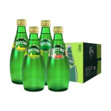 法国Perrier巴黎水天然矿泉水柠檬青柠味气泡水330ml*24瓶0糖0卡