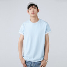 PLUS会员:太平鸟男装 夏短袖T恤男速干运动服 天蓝速干（合体） L