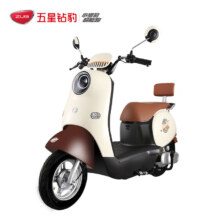 ZUB 五星钻豹 电动摩托车 72V20AH电瓶车1200W电机长续航电动车 G6奶酪白/棕