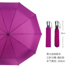 plus会员:红叶の秀 纯色10骨雨伞 ＊2件（买一赠一）
