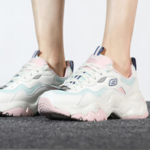 京东百亿补贴、plus：斯凯奇（Skechers）女鞋子 24春夏新款运动鞋厚底增高熊猫鞋耐磨缓震老爹鞋休闲鞋 白色/粉色/湖蓝色/店长主推款 37.5/24.5cm