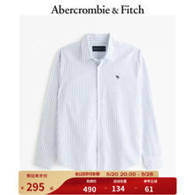 Abercrombie & Fitch 通勤刺绣 小麋鹿长袖府绸衬衫