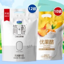 PLUS会员：君乐宝 低温风味酸奶 简醇100g*12袋+优果酪100g*10袋