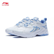 李宁（LI-NING）流星丨情侣款女鞋复古老爹鞋 标准白/雪青蓝-3 35