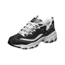 斯凯奇（Skechers）经典复古钻石熊猫鞋休闲鞋女士厚底增高小白鞋12241 黑色/白色/BKW 38
