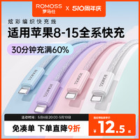 ROMOSS 罗马仕 适用苹果15数据线iPhone14充电线快充13promax手机11充电8plus闪充PD20W充电线iPad平板2米XR