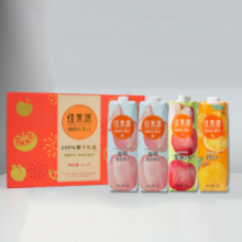 佳果源 100%果汁 礼盒装1L*4瓶 （蜜桃*2橙*1苹果*1）