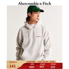 Abercrombie & Fitch 男装女装情侣装 24春新款美式风休闲抓绒连帽卫衣355487-1 浅麻灰色 L (180/108A)