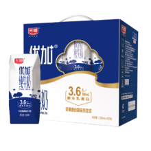 再降价、PLUS会员、百亿补贴：光明 纯牛奶 优加3.6g蛋白 量贩200ml*24盒