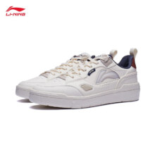 李宁（LI-NING）COMMON80s丨情侣板鞋男鞋柔软回弹撞色经典休闲鞋运动鞋子 雪白色-1 39