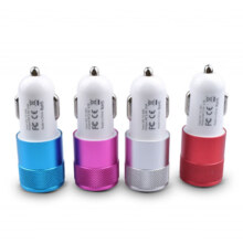可狄（kedi）圆形小钢炮铝合金双u车载车充5v1A充电器