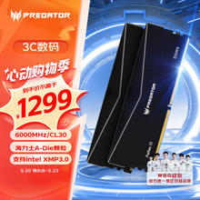 PREDATOR 宏碁掠夺者 64G(32G×2)套装 DDR5 6000频率 台式机内存条 Pallas II 凌霜系列（C30）石耀黑