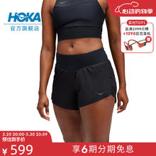 HOKA ONE ONE 女士春夏4英寸运动短裤 GLIDE 4 SHORT 轻盈且舒适 黑色 XS