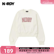 NERDY 春秋季新款卫衣圆领LOGO图案女宽松休闲短款上衣时尚潮流 乳白色 XS