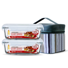 乐扣乐扣 耐热玻璃保鲜盒 微波炉饭盒 套装750ML*2