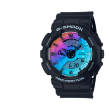 卡西欧（CASIO）【送礼推荐】手表g-shock黑金多功能防震防水运动男表节日礼物 彩虹色GA-110SR-1A