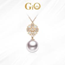GiO珠宝 日本海水Akoya珍珠项链天然母贝钻石18K金吊坠女节日送礼
